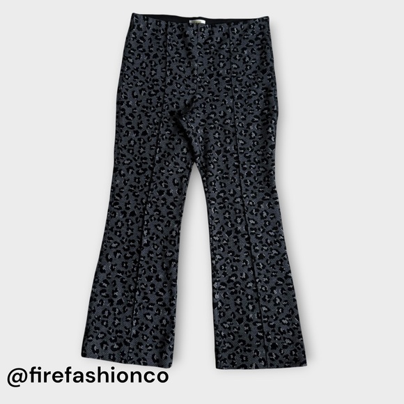 Mauve Pants - Mauve Boho Hippie Black Animal Print Knit Pants Gray Black Medium Pintuck Detail